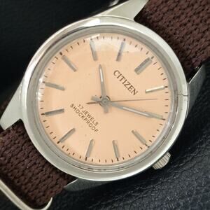 Vintage 1971 Citizen Manual Mens Silver Watch & Orange accents